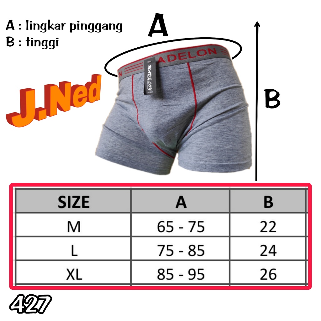 J427T |  3PCS CELANA DALAM PRIA DEWASA | CELANA BOXER PRIA  |  Madelon 8880