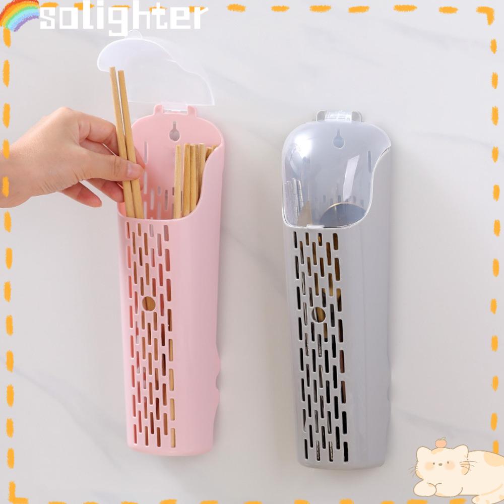 Solighter Tempat Sumpit Peralatan Dapur Tahan Debu Rumah Tangga Penyimpanan Sumpit Organizer Garpu Sendok Sumpit Holder