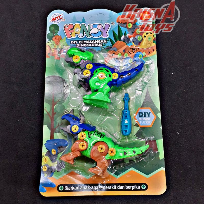MAINAN ANAK DINOSAURUS RAKIT/DIY DINO OBENG BONGKAR PASANG