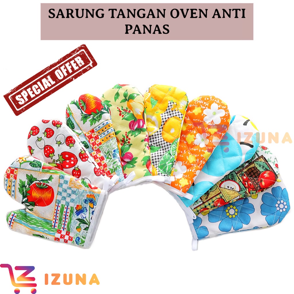 [IZUNA] Sarung Tangan Oven Anti Panas Motif / Kitchen Glove / Sarung Tangan Memasak