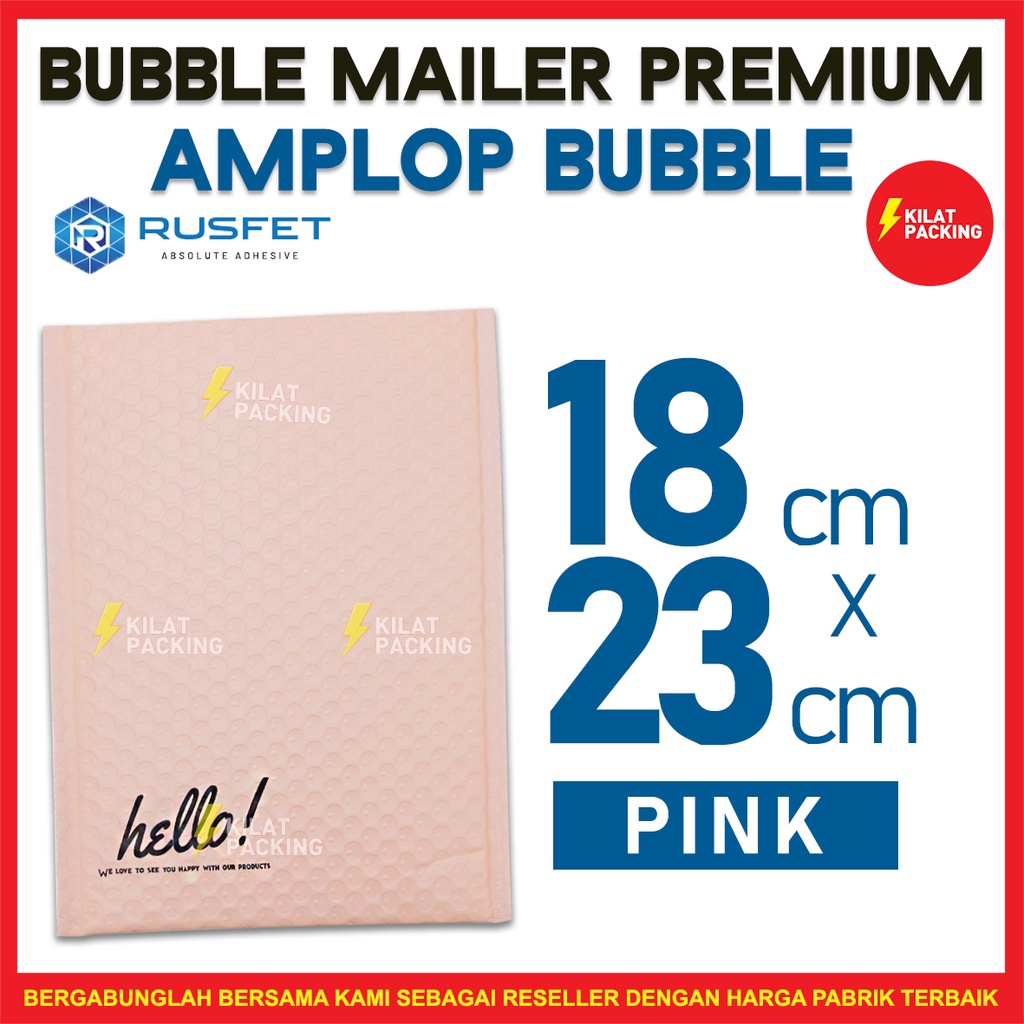 

AMPLOP BUBBLE 18CM X 23CM - BUBBLE MAILER - BUBBLE PACKING HELLO PREMIUM TERMURAH NUDE PINK