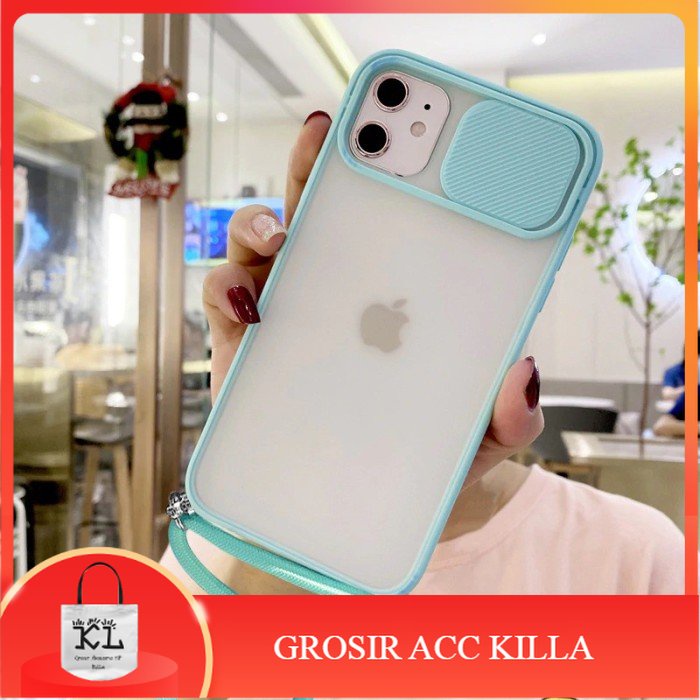 Samsung A02 M02 Case Lanyard Slide Camera Tali Gantungan - Biru acc killa