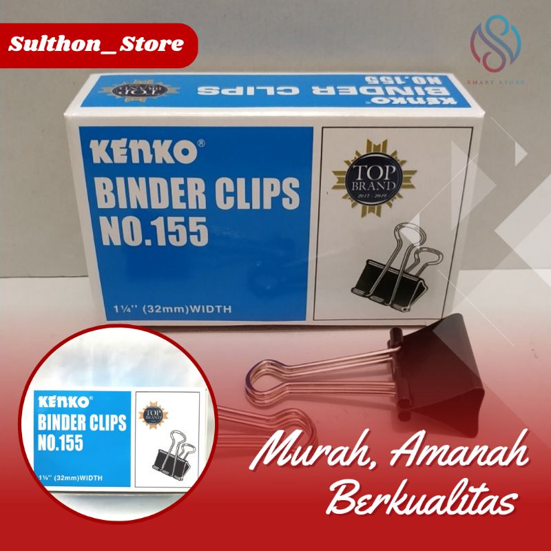 

Binder Clips 155 kenko ori murah / penjepit kertas dokumen