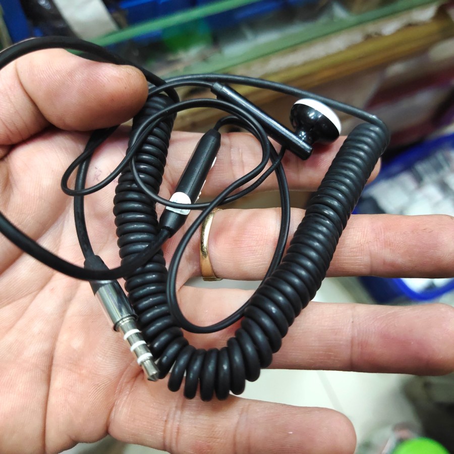 HEADSET MODEL SPIRAL JACK 3.5MM UNIVERSAL SEMUA HP + MIC TELEPON + VOL