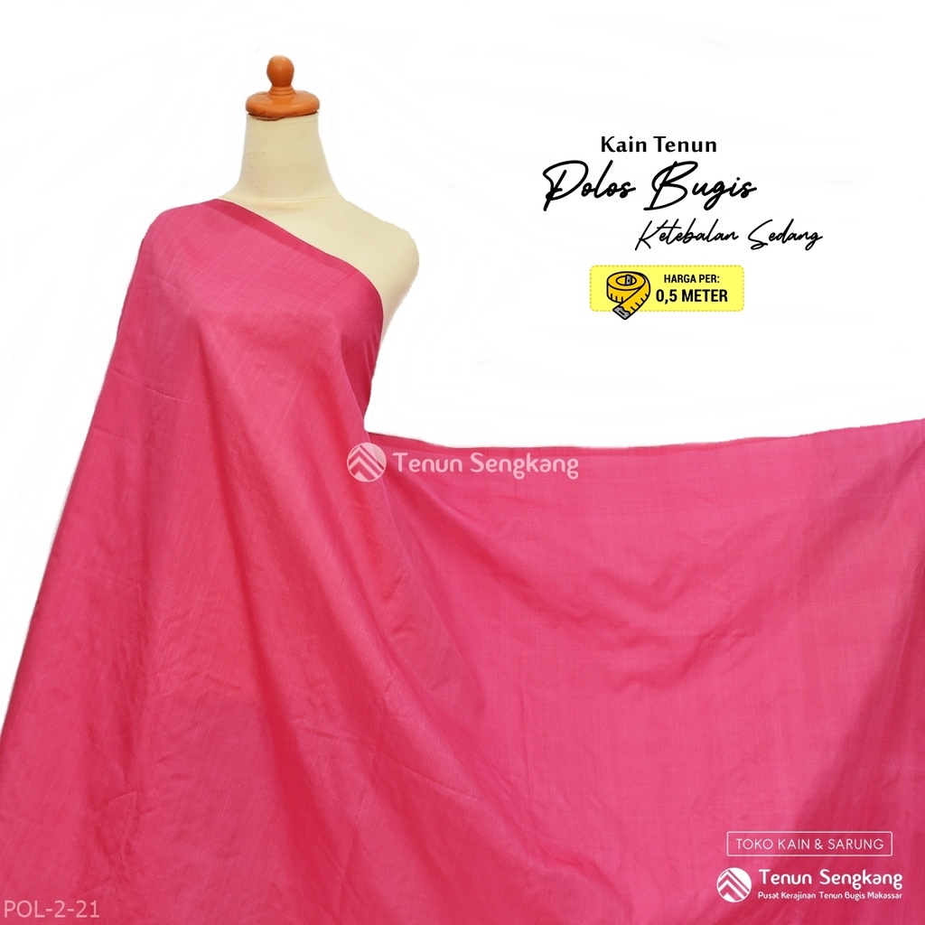 Kain Tenun Polos Ketebalan Sedang Bahan Viscose Rayon Sutra Bugis Makassar Pink - Tenun Sengkang POL