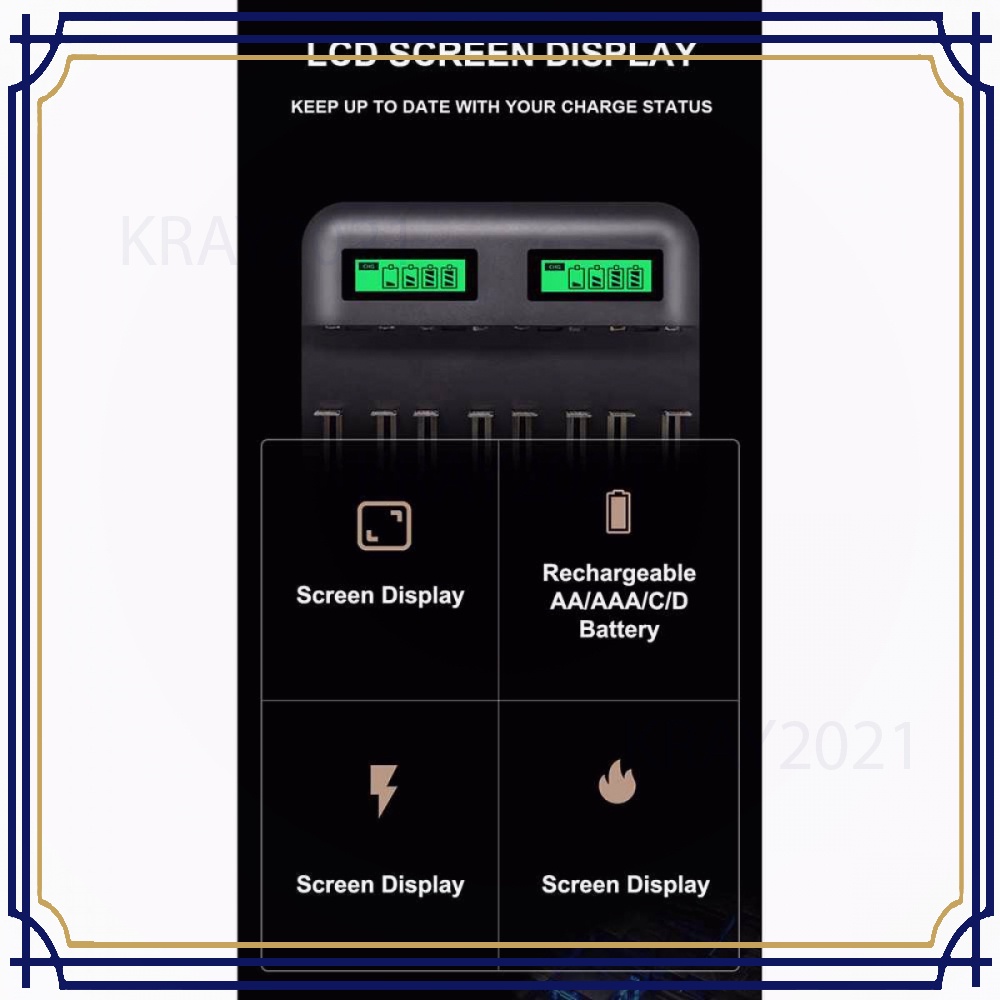 Charger Baterai 8 Slot Dual LCD for AA AAA C D - BT175