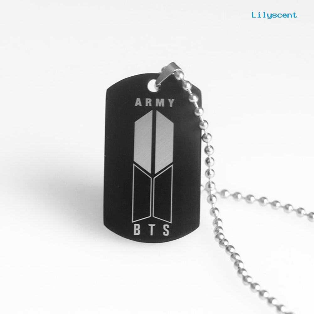 Ls Unisex Bangtan Boys Logo Tag Liontin Rantai Stainless Steel Neckace Perhiasan Hadiah