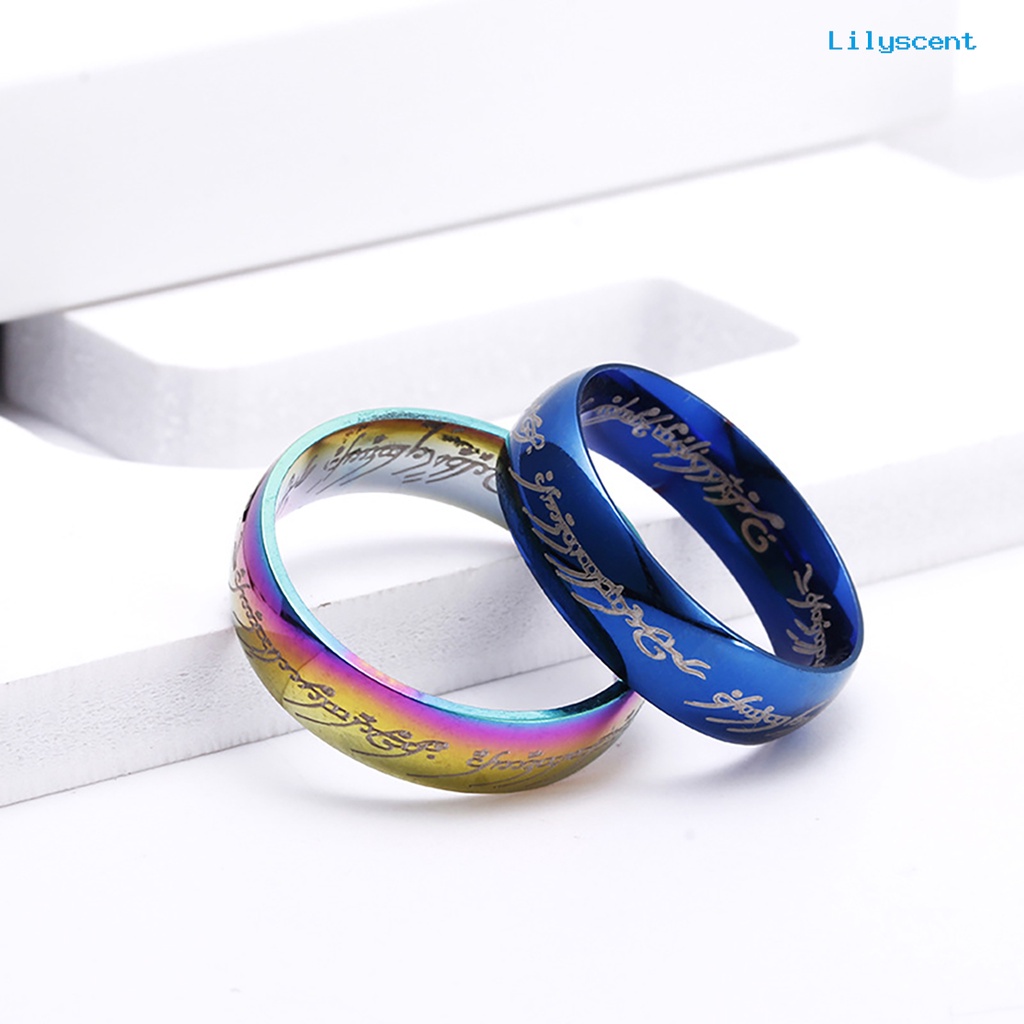 [LS] Cincin Kawin Motif Huruf Hias Bahan Titanium Steel Pria Dan Wanita Band Finger Ring Untuk Pesta