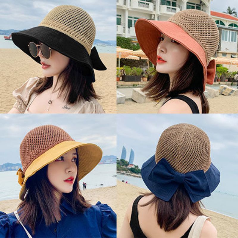 Topi pantai matahari rajut wanita premium model korea terbaru