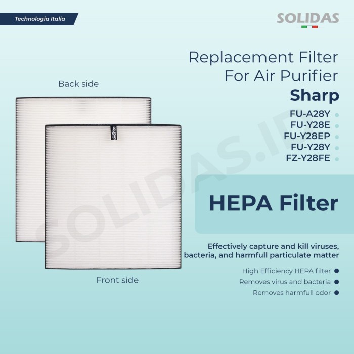 Pure Replacement Filter Air Purifier Sharp Fu-A28Y / Hepa Filter