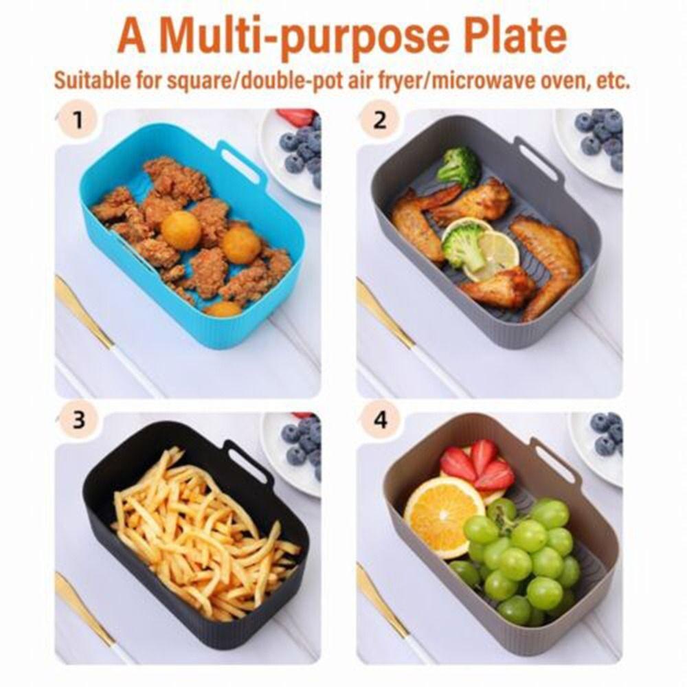 Solighter Square Silicone Pot Microwavable BBQ Tools Memasak Reusable Pengganti Liners AirFryer Aksesoris Baking Basket