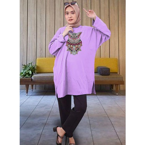 BLOUSE OVERSIZE LENGAN PANJANG LD 130CM DTF OWL BATIK