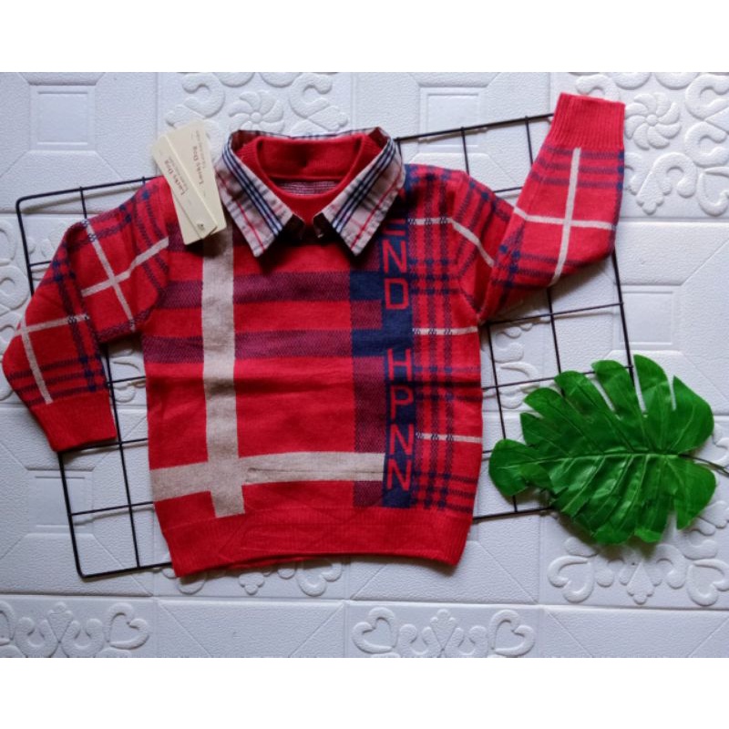 sweater kerah rajut import 2-7 tahun premium UNISEX / sweater rajut kerah anak cowok cewek