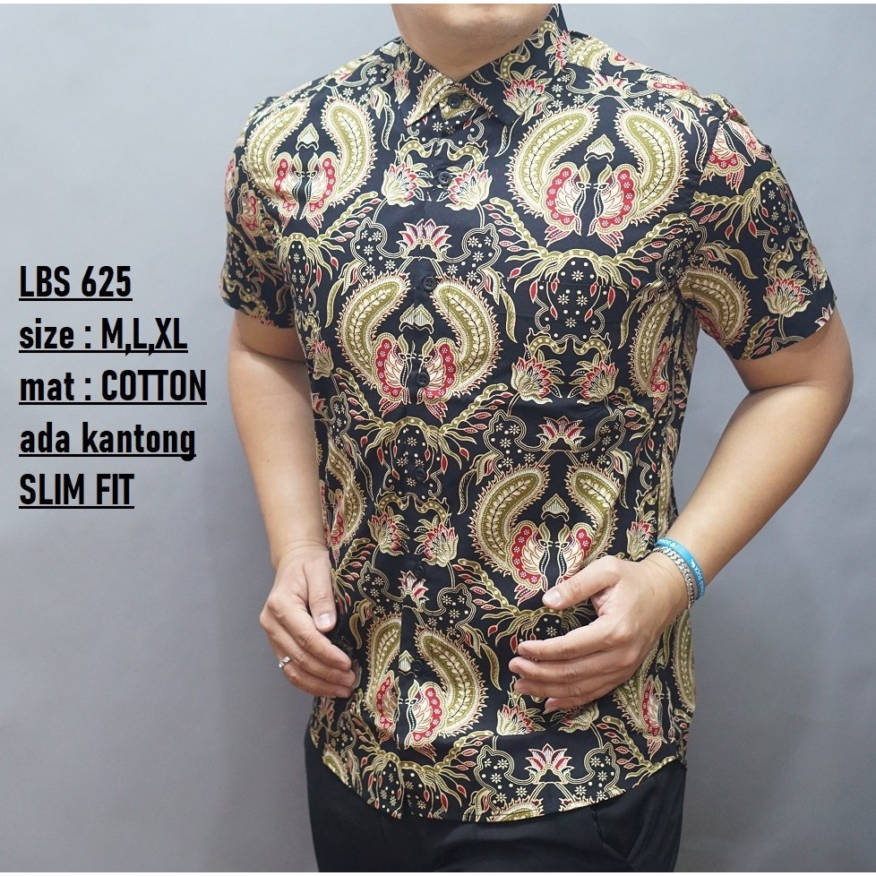 Baju Batik Pria Slimfit Kemeja Lengan Pendek Slim Fit LBS 625