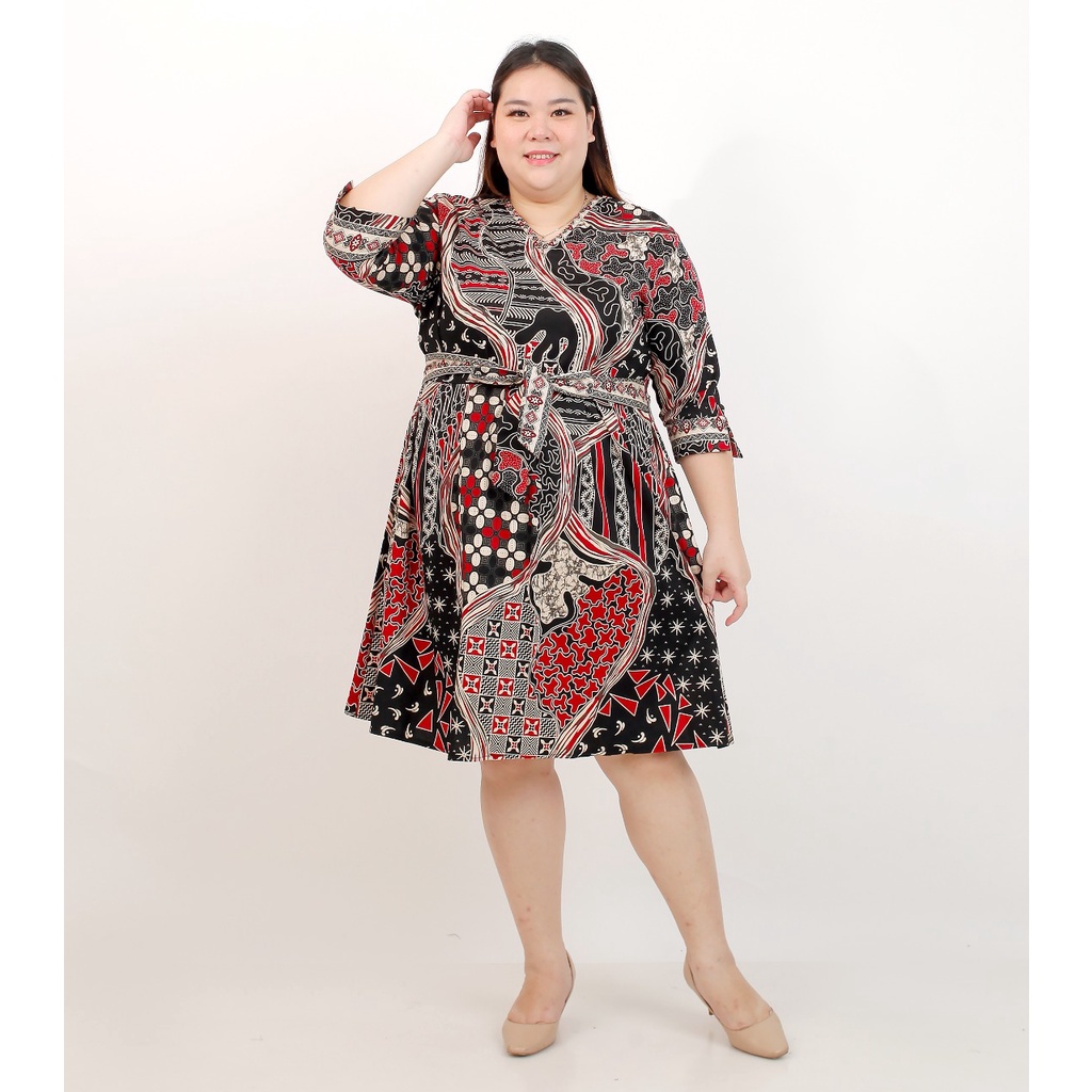 BAJU DRESS BATIK WANITA MODERN JUMBO BIG SIZE 020B LD 120xm XXL XXXL PREMIUM DRESS HAMIL PESTA KERJA
