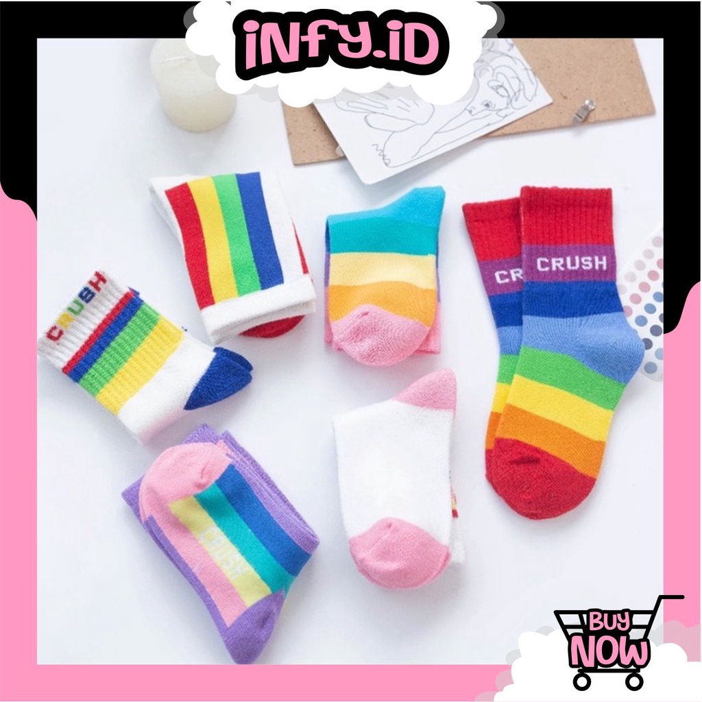 INFY - Kaos Kaki Anak Motif Rainbow Crush Kaus Kaki Bayi Lucu KK067