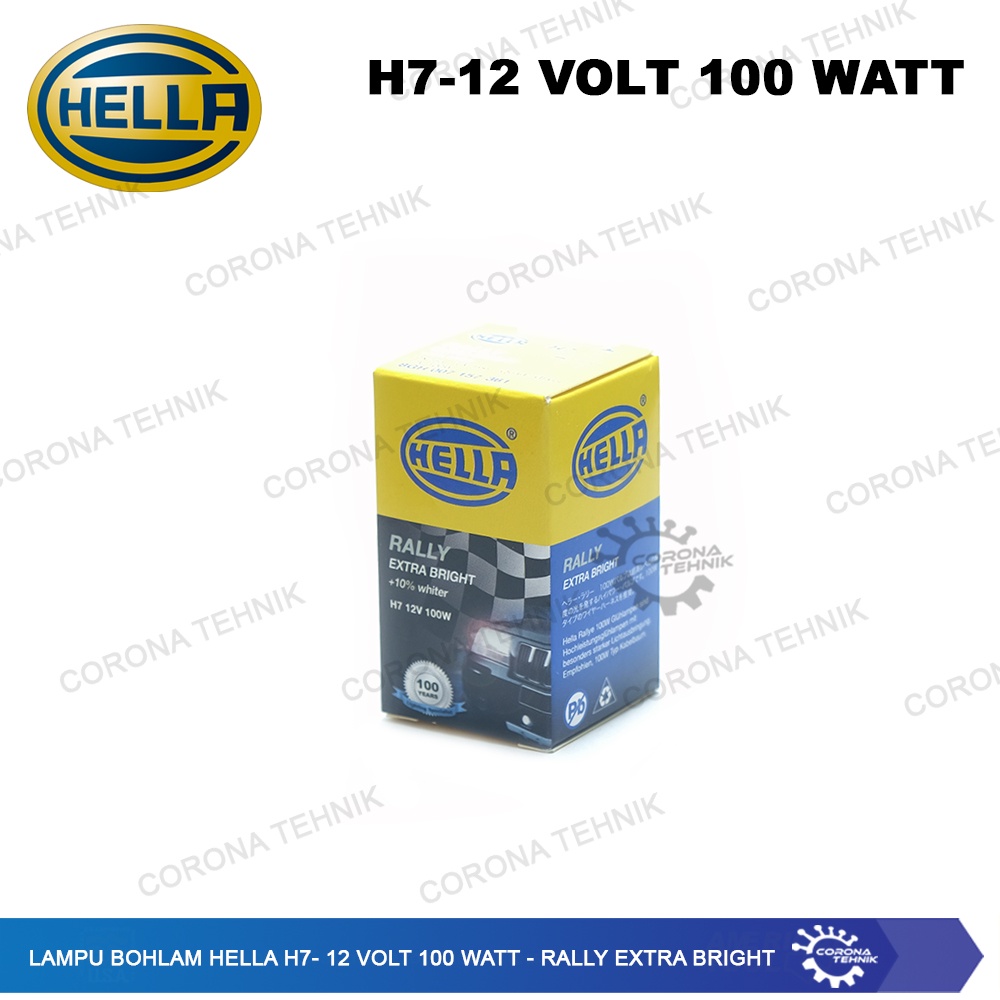 H7 - 12 Volt 100 Watt - Rally Extra Bright Lampu Bohlam Hella