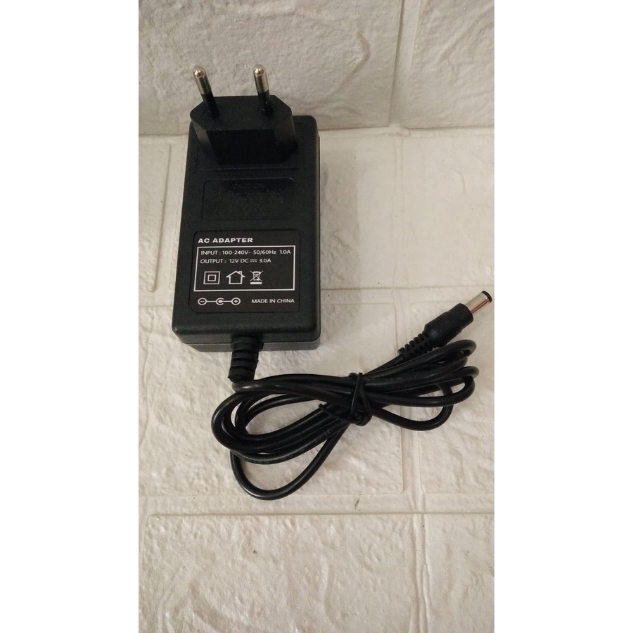 AC ADAPTOR  12V DC 3.0A Jek DC 5.5mm X 2.1mm - 2.5mm