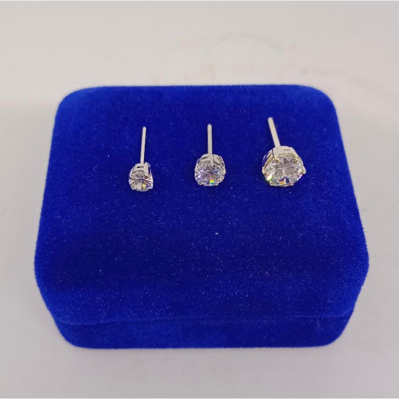 giwang model solitaire desi mp variasi ukuran kecil-besar/perak asli silver 925 lapis emas/perhiasan fashion wanita terbaru