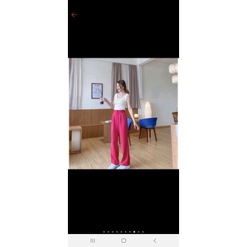 celana kulot crincle warna pink fanta
