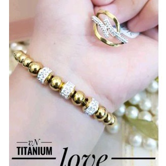 Titanium Set Perhiasan Wanita Dewasa Terbaru Gold Cantik Import 701aa