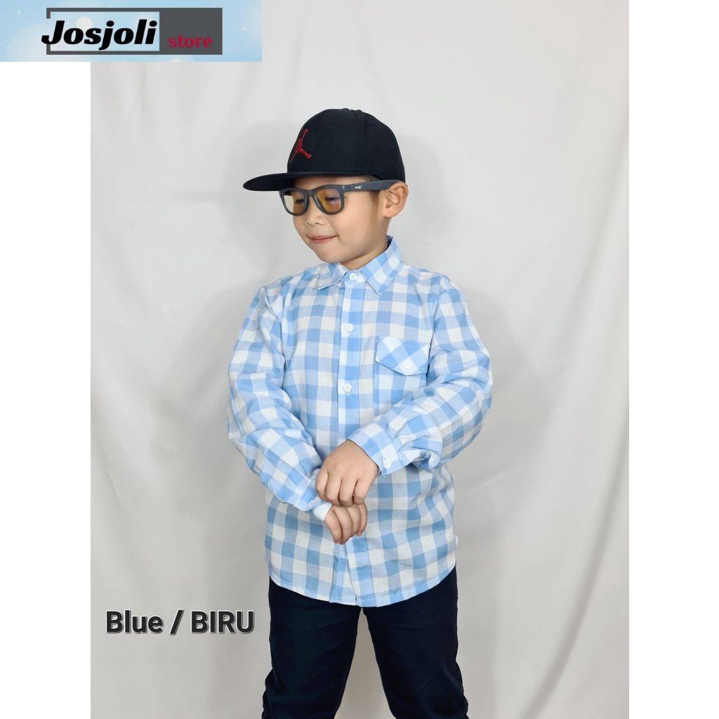 JOSJOLI_STORE/Kemeja Kotak Anak/Kerah KEMEJA Kotak Anak BTS Lengan Panjang/Fashion Anak
