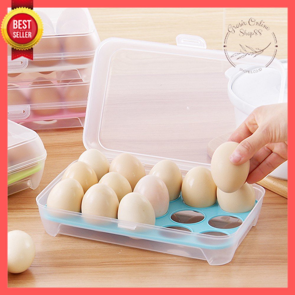 GOS -I307- Kotak Telur Egg Box - Box Telur 15 Lubang - Tempat Penyimpanan Telur Organizer Box