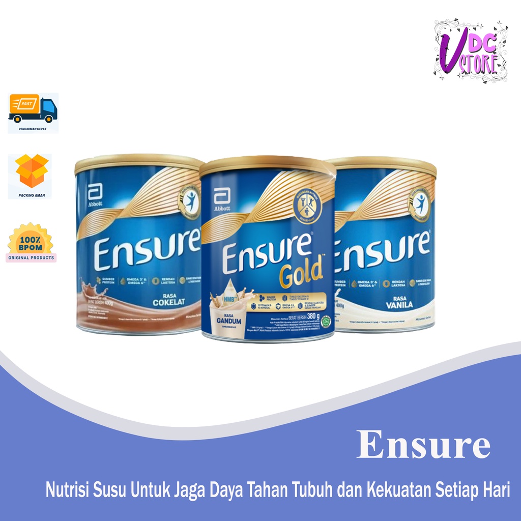 

ENSURE 380 gr Vanila Gandum dan Coklat Susu Nutrisi Dewasa Rendah Laktosa