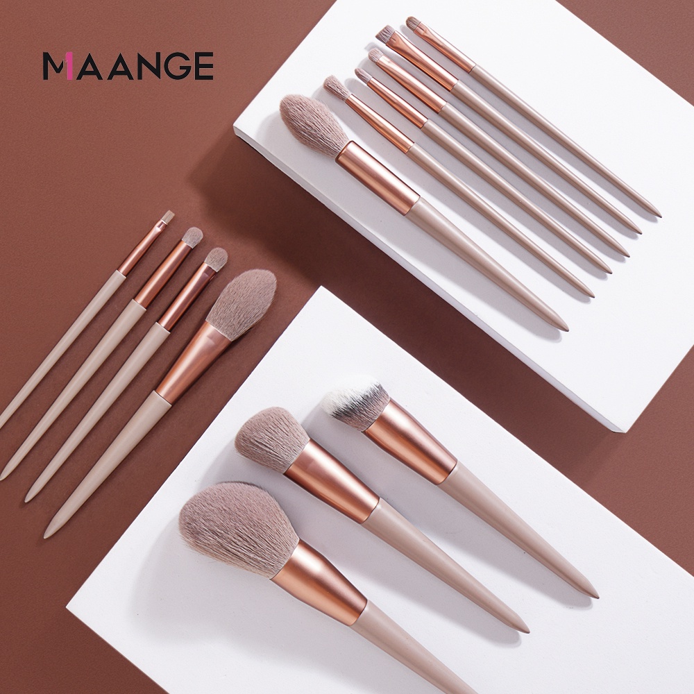 MAANGE Kuas Set Makeup 13pcs Kosmetic Brush Powder Eye Shadow Foundation Blusher Blending Beauty Sikat Lembut Tas Kuas Portabel Besar Alat Kecantikan Untuk Wanita 5877