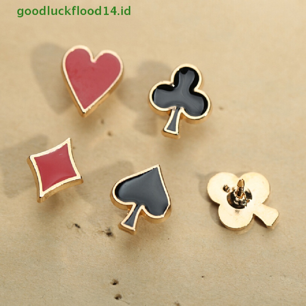 [GOOGFOUR] 4 Pcs Kartun Poker Kerah Pin Pakaian Bros Ransel Kerah Lencana Perhiasan [TOP]