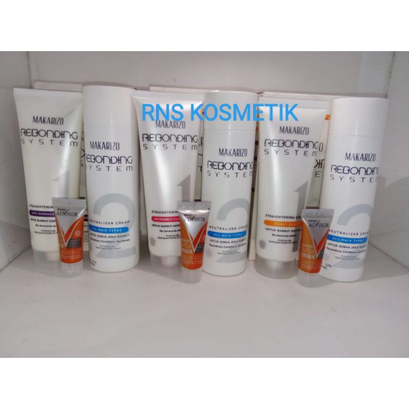 Makarizo Rebonding System Straightening Cream/Neutralizer Cream Mengatasi Rambut Keriting/Ikal/Kribo