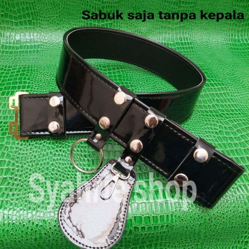 kopel satpam sabuk security  hitam logo dan polos kilap