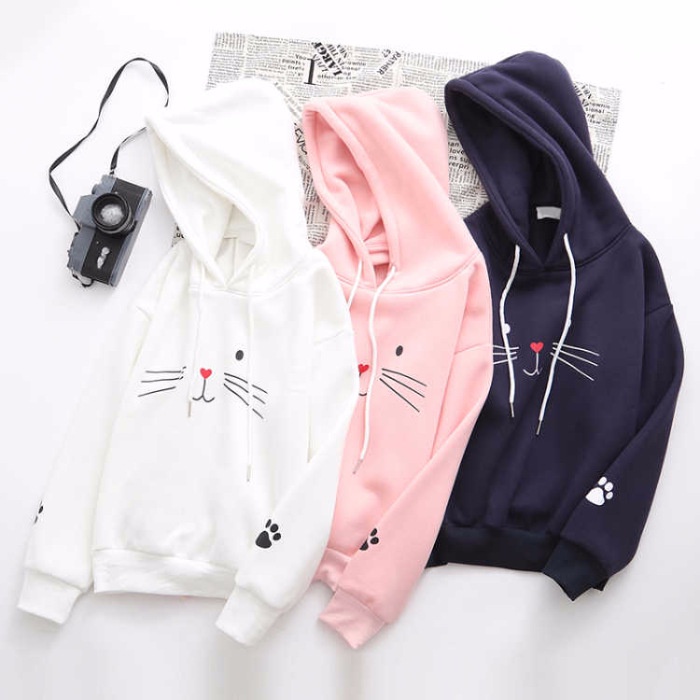 SWEATER HOODIE JUMPER CAT KUCING TERBARU Sweater Kucing Style Korea Musim Dingin Bahan Flece Tebal Pria dan Wanita