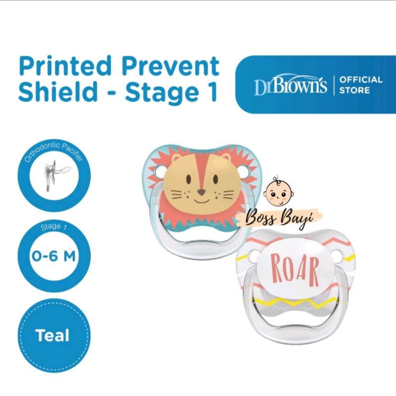 DR BROWNS - Prevent Pacifier Printed Shield Soother Empeng Bayi Isi 2