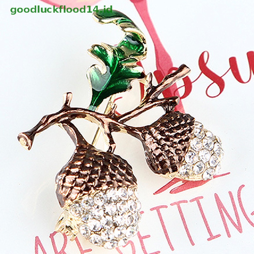 [GOOGFOUR] Nut Brooch Pin Berlian Imitasi Kristal Lucu Tanaman Bros Pin Perhiasan Hadiah Chic [TOP]