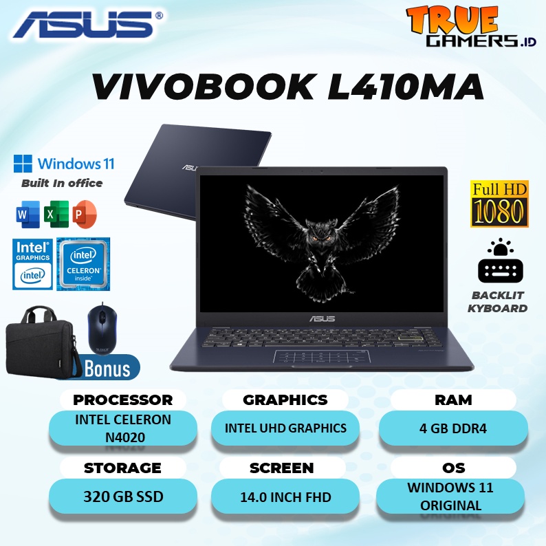 Laptop Asus Vivobook E410MA&amp;L510MA N4020 4GB 128GB-512GB Win10 14.0&quot;&amp;15.6&quot;