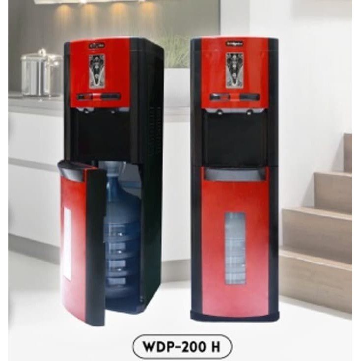 Miyako WDP-200 Hot dan Normal Dispenser - Merah Hitam [Galon Bawah]