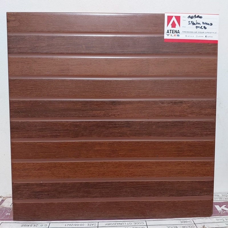 KERAMIK LANTAI MOTIF KAYU MATT 40x40 kw1  SPINEWOOD MED BROWN ATENA