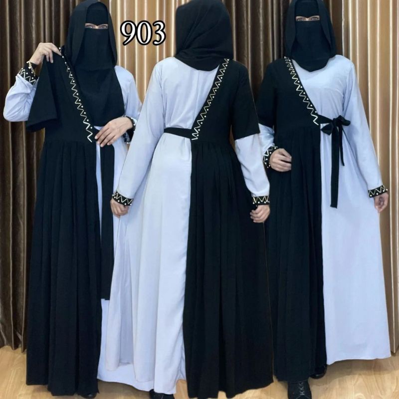 New Abaya Hitam Kombinasi Gamis Arab Saudi Dress Maxi Jubah Wanita Fashion Muslim