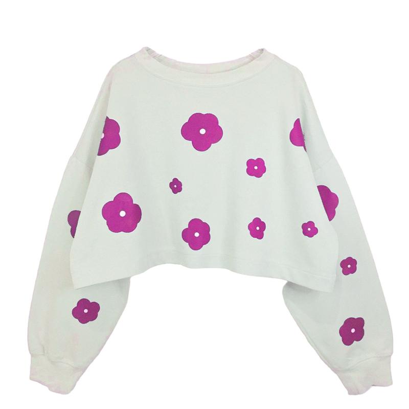 NTR FLOWER FULL PRINT CROP SWEATHER CUTE OVERSIZE