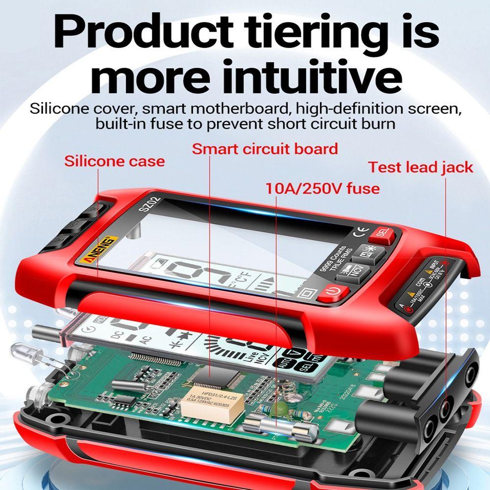 Nanas Smart Digital Multimeter ANENG SZ02 Auto-Ranging Temp Resistance Transistor Testers Pengukur Kapasitansi Listrik