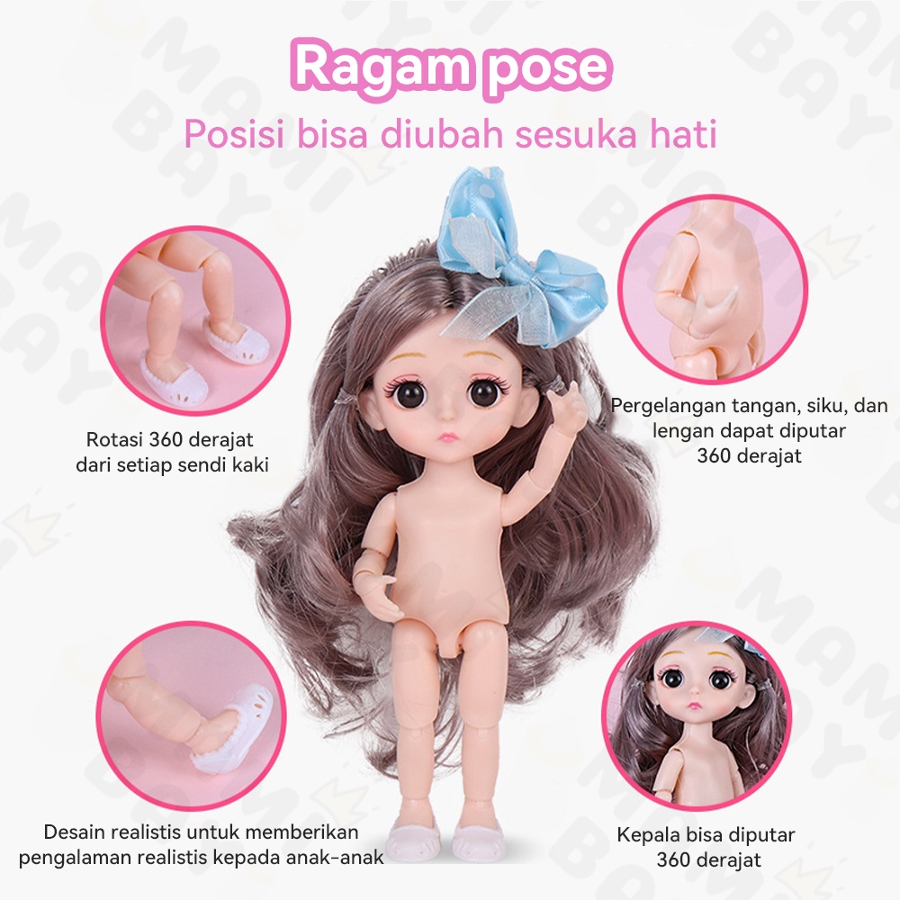 Mamibayi Mainan Anak Perempuan Boneka Bayi Doll DIY 17 cm Girls Gift Princess Dress Seri