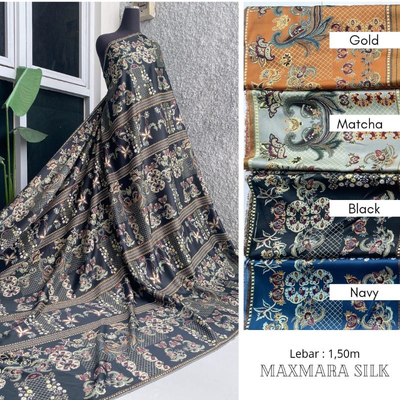 {ABC TEXTILE} MAXMARA SILK TERBARU / KAIN BAGUS MURAH MAXMARA MOTIF / MIXPRINT ROLLAN (per ½ meter)