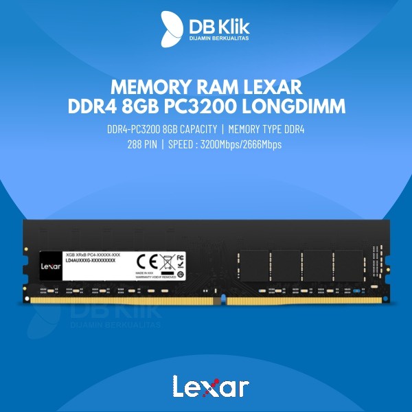 Memory RAM LEXAR DDR4 8GB PC3200 LONGDIMM- RAM PC LEXAR DDR4 8GB UDIMM