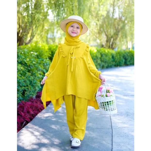 Setelan crinkle usia tanggung 8-12 tahun/one set EMILY SERIES KIDS/setcel CRINKLE ANAK PEREMPUAN TER