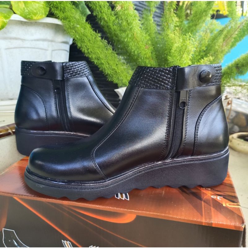 Sepatu Booth Wanita Sepatu Medali Kulit Asli Sepatu Kerja Polwan Secwan Sus PNS