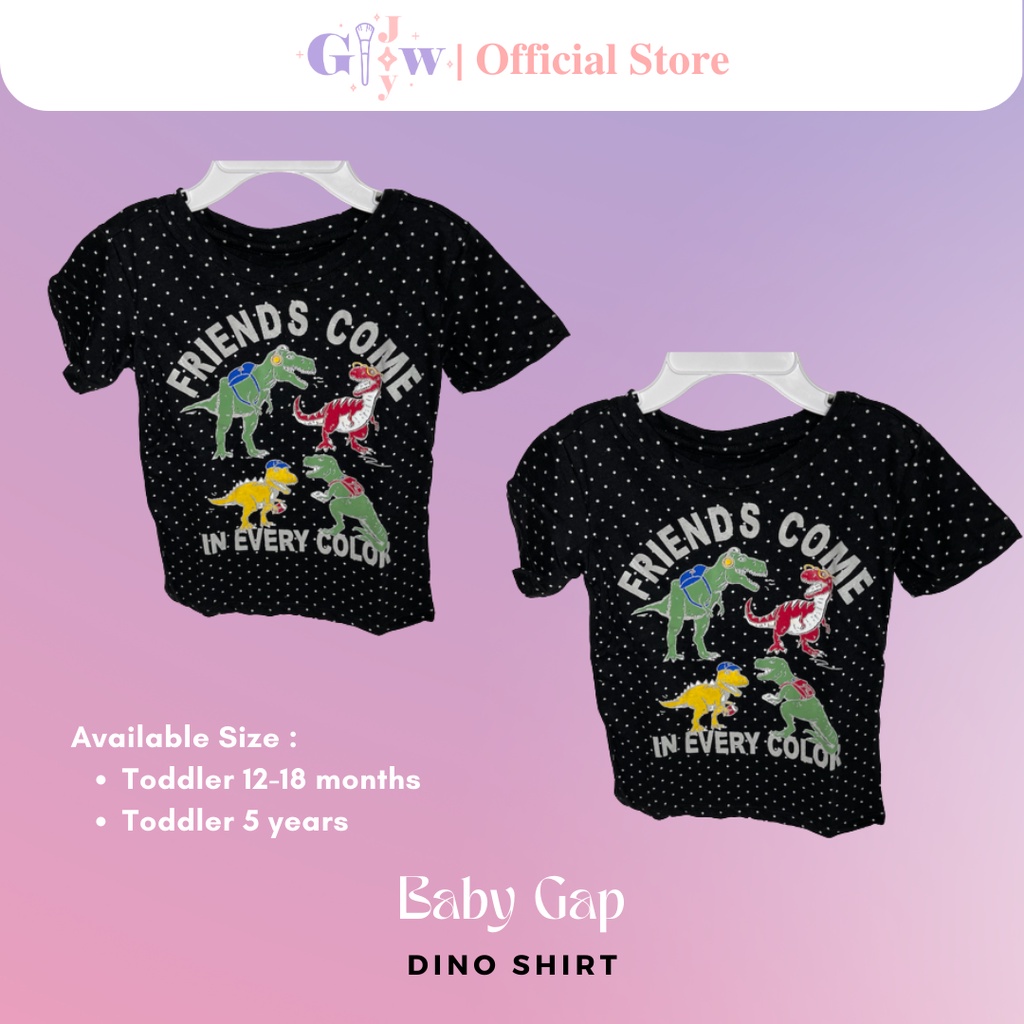 A5025-A5026 BABY GAP dino shirt / baju anak kecil bayi remaja girl bodysuit jumper pakaian perempuan laki laki cowo cewe cewek cowok kemeja overall lucu unik imut gemas gemes murah sisa ekspor export kaos kaus dinosaur dinosaurus