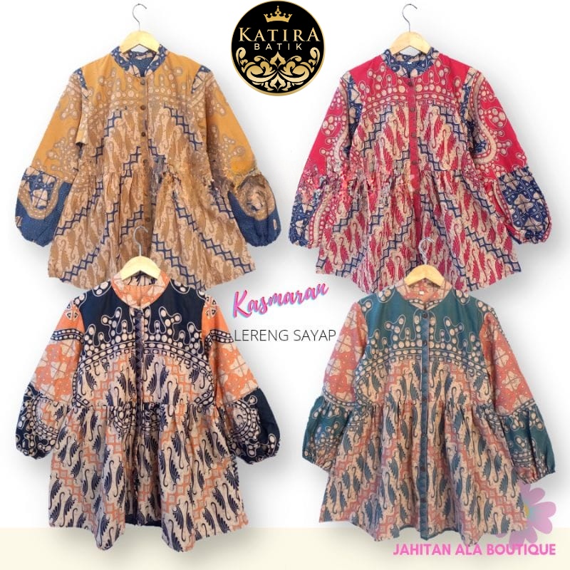 BLUS KASMARAN LERENG SAYAP   BLOUSE  BATIK ETNIK TRADISIONAL BLUS  BATIK KATUN SERAGAM KANTOR KERJA 