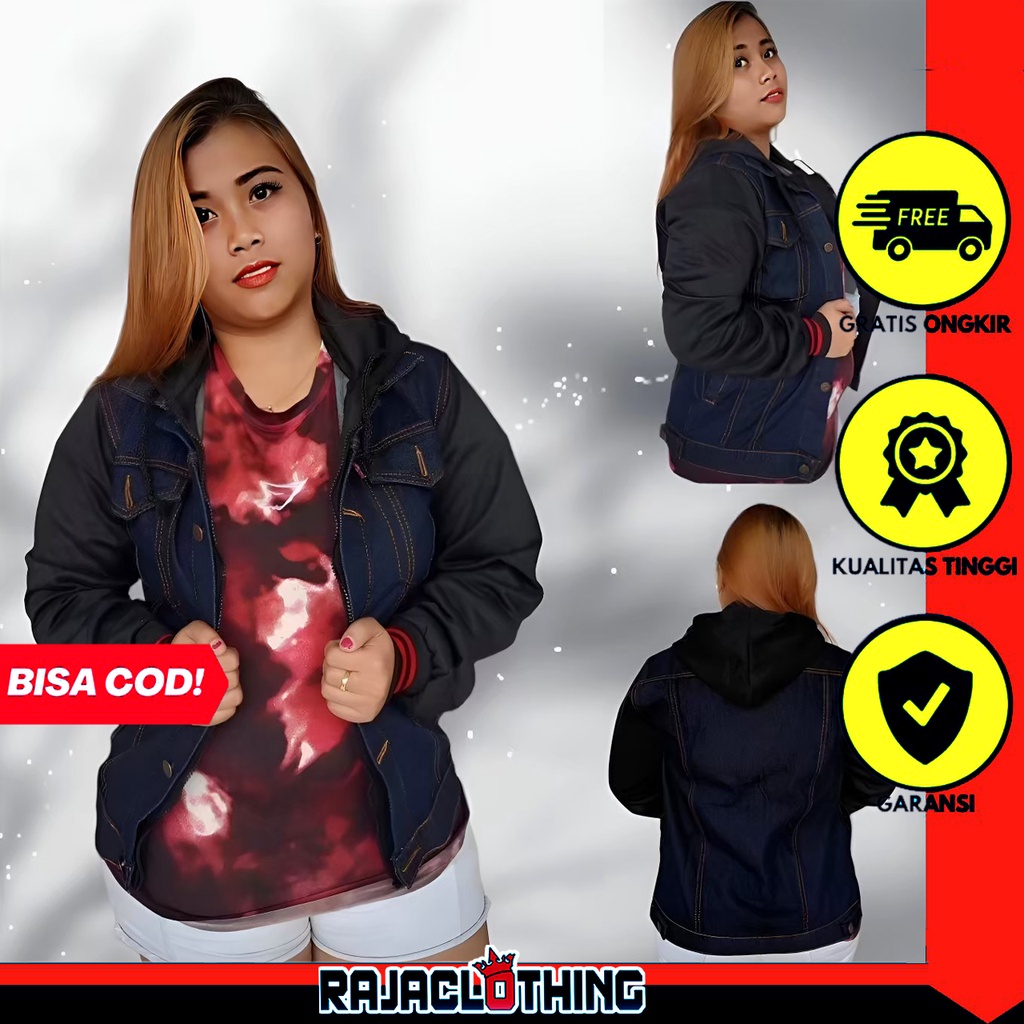 RCL - Jaket Jeans Pria Premium Jaket Jeans Boy Jaket Jeans Hodie Jaket Jeans Anak Jalanan / Jaket Jeans Hoodie Garmen Hitam Wanita Jaket Boy Jaket Levi Hoodie Cewek Oversize Big