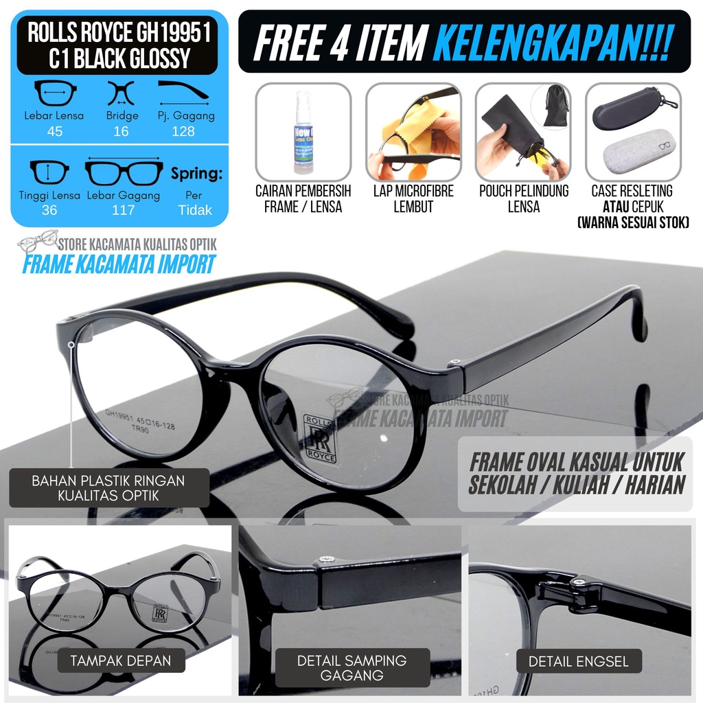 Kacamata Minus Bulat Plastik Kecil Frame Kaca Mata Plastik Ringan